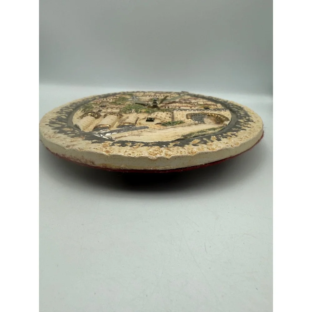 Jerusalem Old City 3D Relief Oval Wall Clock Quartz Movement Home Decor 11.5in